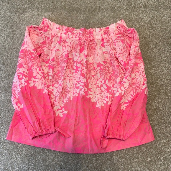 Lilly Pulitzer Tops - Lilly Pulitzer Pink Floral Off Shoulder Long Sleeve Top Blouse Women's size S
